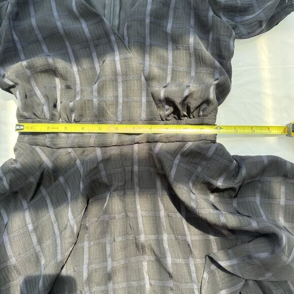 Evolutionary Apparel Romper Sheer Plaid Black Layered Lined Dark Academia Small - Picture 14 of 16